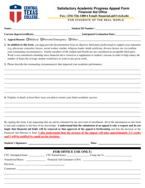 Satisfactory Academic Progress Appeal Form