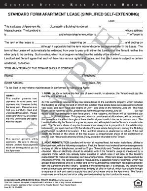 Greater Boston Standard Apartment Lease
