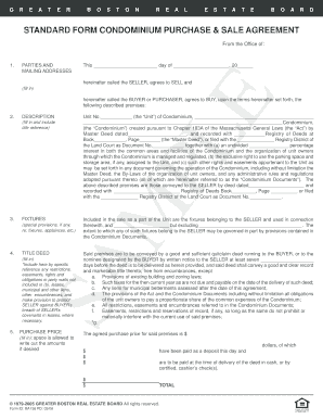 Standard Form Condominium Purchase & Sale Agreement