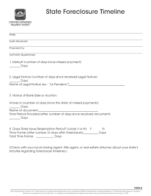 State Foreclosure Timeline Form