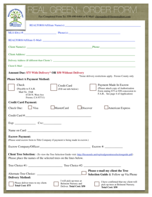 REAL Green Order Form