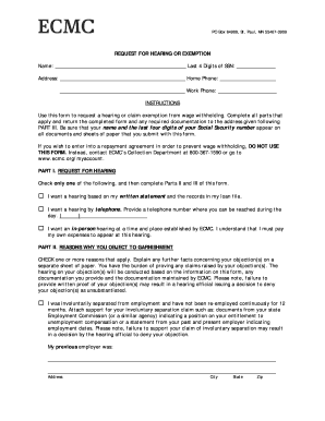 Request for Hearing or Exemption from Wage Withholding