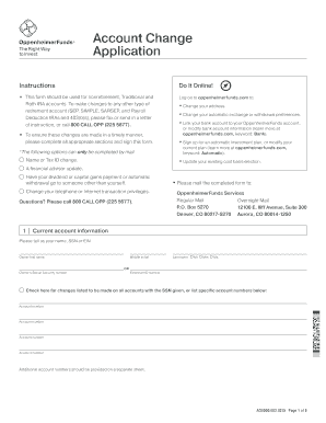 OppenheimerFunds Account Change Application