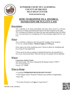California Divorce Response Workshop Registration