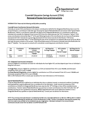 Coverdell Education Savings Account Excess Removal Form