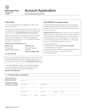 OppenheimerFunds Account Application