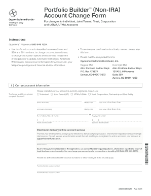 Portfolio Builder Account Change Form