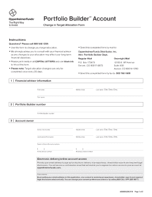 Portfolio Builder Target Allocation Change Form