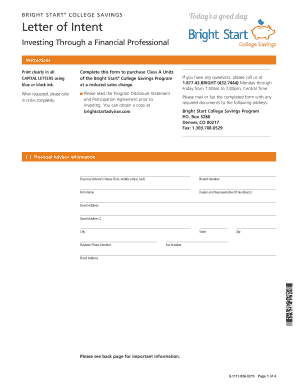 Bright Start College Savings Letter of Intent