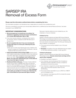 SARSEP IRA Removal of Excess Form
