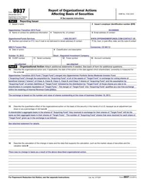 Form 8937 Report of Organizational Actions