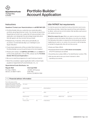 Oppenheimer Portfolio Builder Account Application