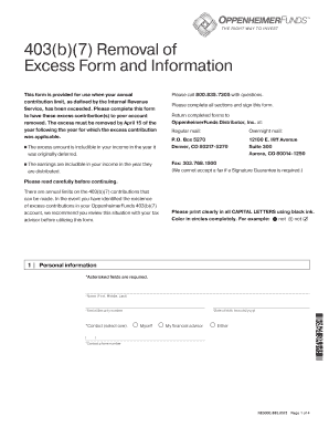 403(b)(7) Excess Contribution Removal Form
