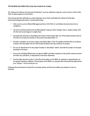 TIPS ON NEW HUD FORM-701515 for Non-ProfitsFor Profits