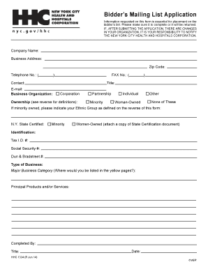 Bidder’s Mailing List Application