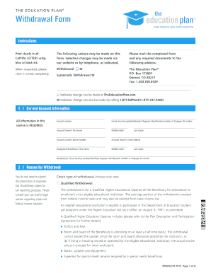 The Education Plan Withdrawal Form