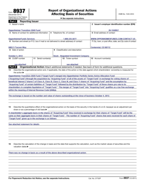 Form 8937 Report Affecting Basis of Securities