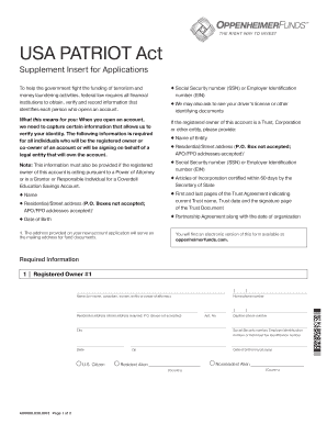 USA PATRIOT Act Account Registration Form