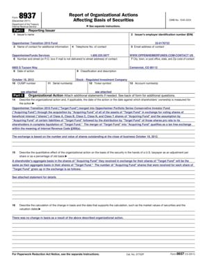 Form 8937 Report of Organizational Actions