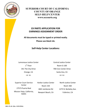 Ex Parte Application for Earnings Assignment Order