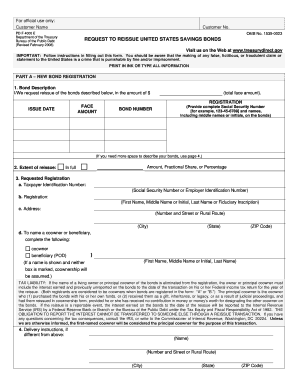 Request to Reissue United States Savings Bonds