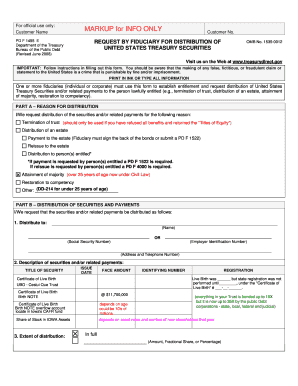Request by Fiduciary for Distribution of US Treasury Securities