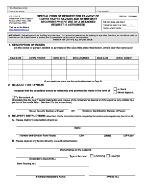 US Savings Bonds Payment Request Form
