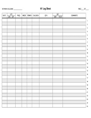 HF Log Sheet