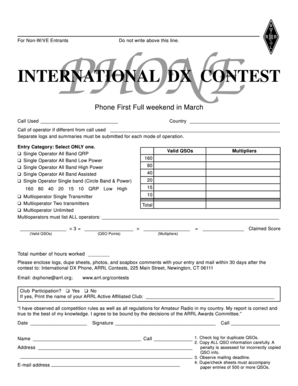 International DX Phone Contest Entry Form