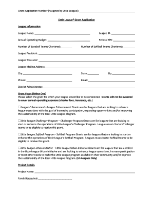 Little League Grant Application Form