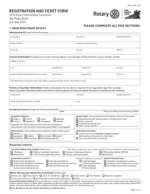 2015 Rotary International Convention Registration Form