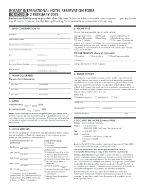 2015 Rotary International Convention Hotel Reservation Form