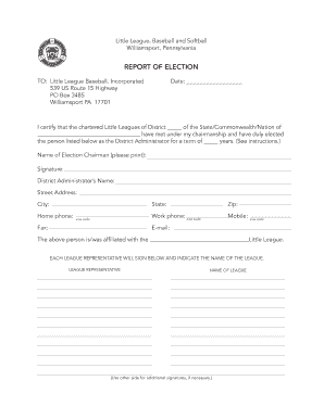 Little League District Administrator Election Report
