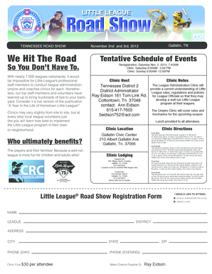 Little League Road Show Registration Form