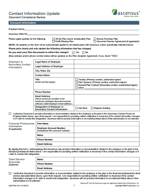 401(k) Plan Contact Information Update Form