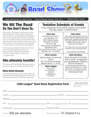 Little League Administration Clinic Registration Form