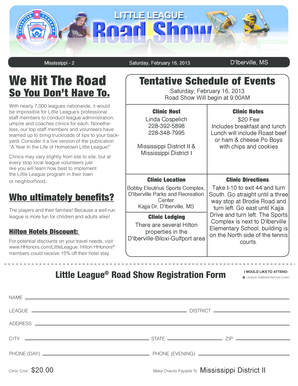 Little League Road Show Registration Form