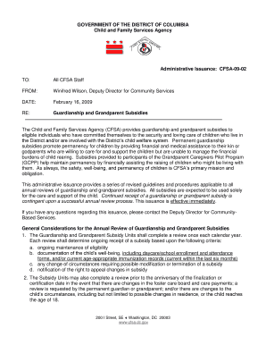 Guardianship and Grandparent Subsidy Annual Review