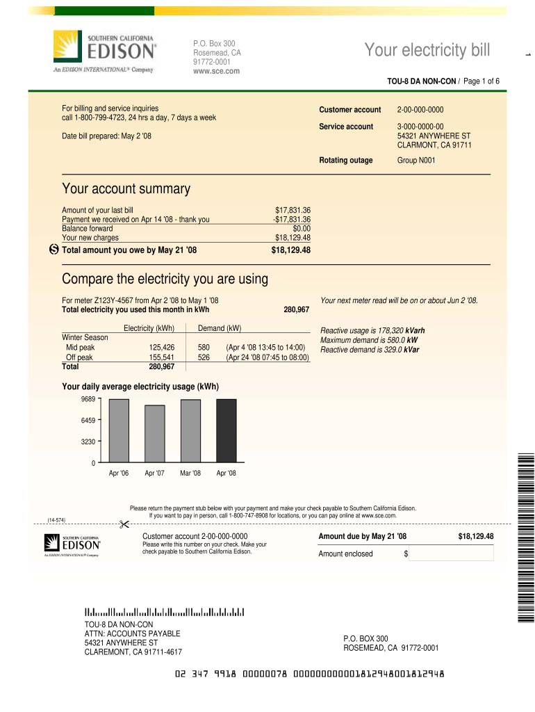 Free Utility Bill Template Printable Templates