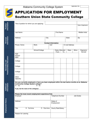 Alabama Community College System Employment Application