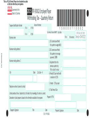DC 2015 FR-900Q Employer Withholding Tax Return