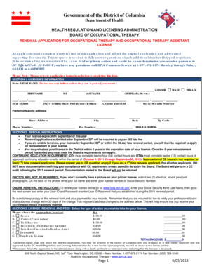 Renewal Application for Occupational Therapy License