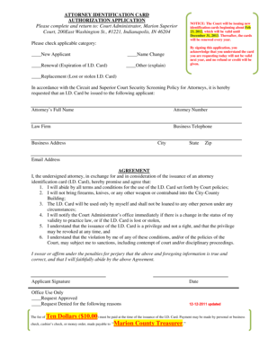 Attorney Identification Card Application