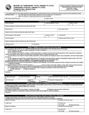 Indiana Worker's Compensation TTD/TPD Termination Form