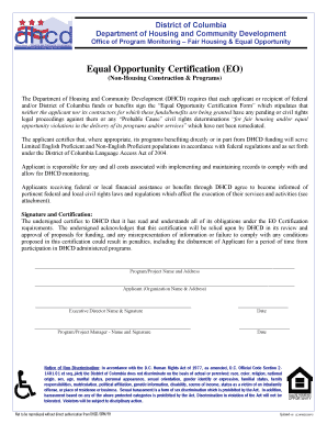 Equal Opportunity Certification Form