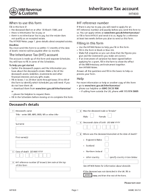 UK Inheritance Tax Account Form IHT400