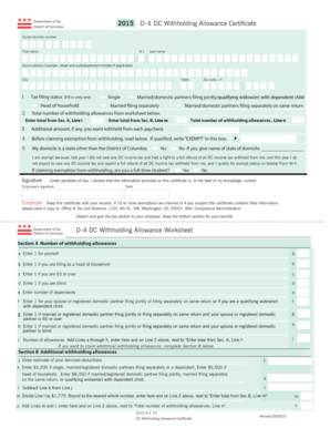 DC Withholding Allowance Certificate