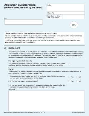 Allocation Questionnaire