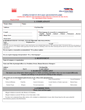 Employment Intake Questionnaire