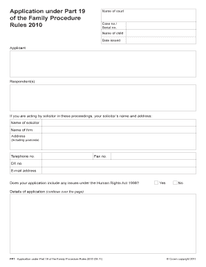 Application under Part 19 of the Family Procedure Rules 2010